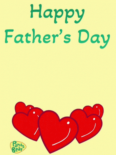 A Happy Father 'S Day Greeting Card With Hearts And A Bear GIF