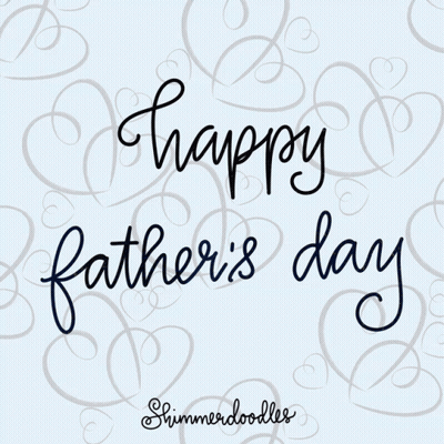 A Happy Father 'S Day Greeting Card With Hearts And Swirls GIF