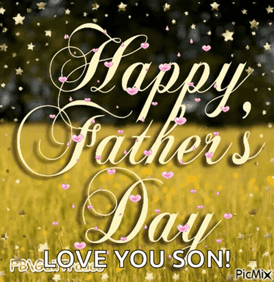 A Happy Father 'S Day Message With Hearts And Stars GIF