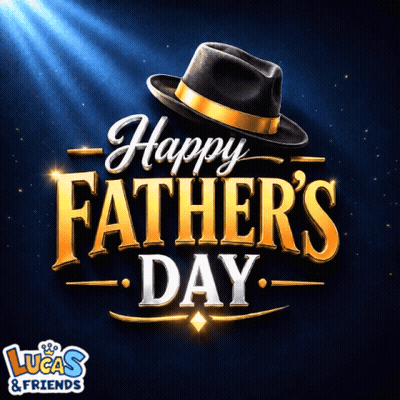 A Happy Father 'S Day Sign With A Black Hat GIF