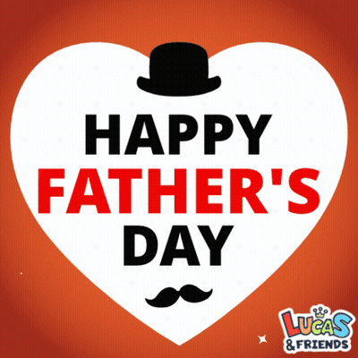 A Happy Father 'S Day Sign With A Hat And Mustache GIF
