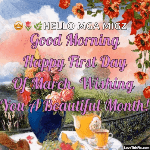 A Happy First Day Of March Wishing You A Beautiful Month Greeting Card GIF