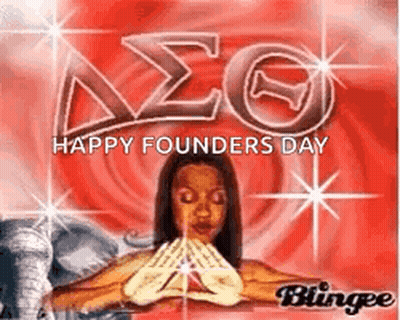 A Happy Founders Day Greeting Card With A Woman And Elephants On It . GIF