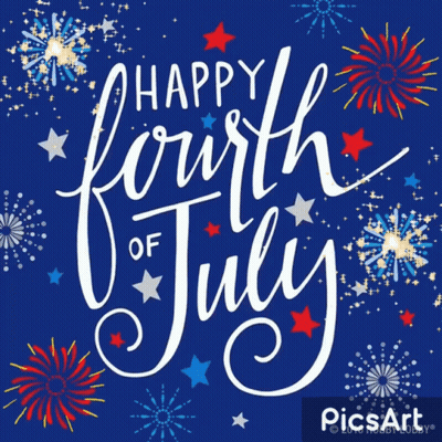 A Happy Fourth Of July Greeting Card With Fireworks In The Background GIF