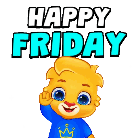 A Happy Friday Sticker With A Cartoon Character Sticker