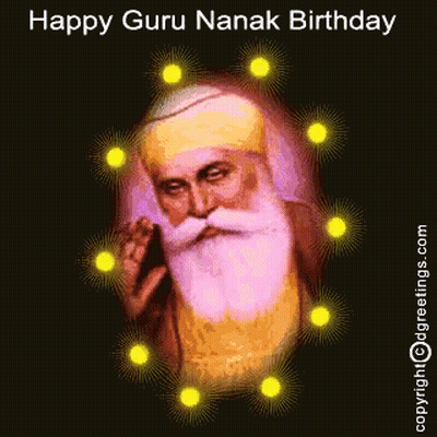A Happy Guru Nanak Birthday Greeting Card With A Man With A Beard GIF