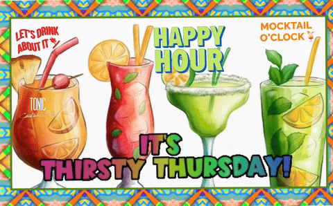 A Happy Hour Sign That Says It 'S Thursday GIF