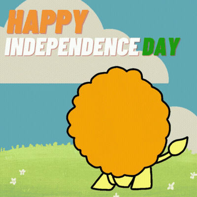 A Happy Independence Day Greeting Card With A Lion GIF