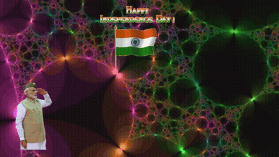 A Happy Independence Day Greeting With A Man Saluting And A Flag GIF