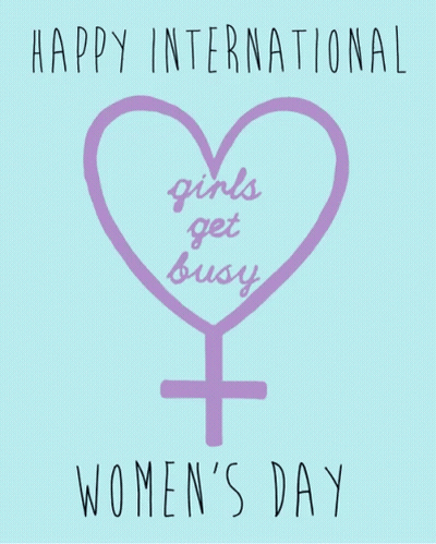 A Happy International Women 'S Day Greeting Card With A Heart And A Female Symbol GIF