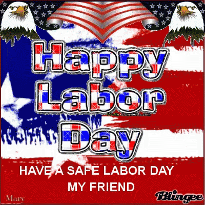 A Happy Labor Day Greeting With Eagles And An American Flag GIF