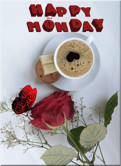 A Happy Monday Greeting With A Cup Of Coffee GIF