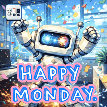 A Happy Monday Greeting With A Robot GIF