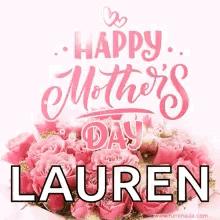 A Happy Mother 'S Day Card With A Bouquet Of Pink Roses . GIF