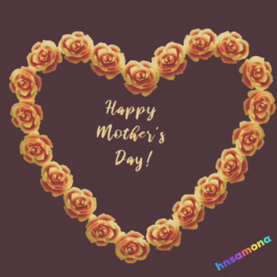 A Happy Mother 'S Day Card With A Heart Shaped Wreath Of Roses GIF