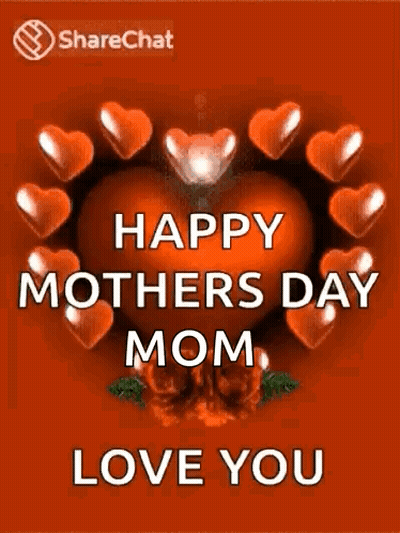 A Happy Mother 'S Day Card With A Heart Surrounded By Hearts And The Words `` Happy Mother 'S Day Mom Love You '' GIF