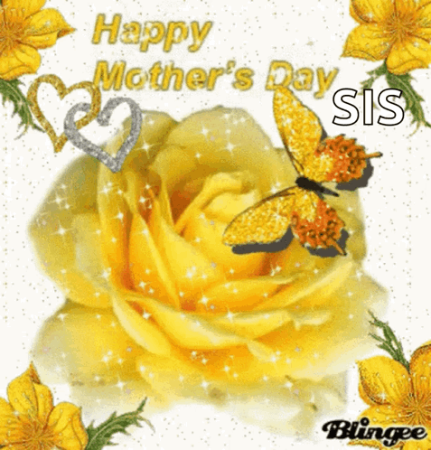 A Happy Mother 'S Day Card With A Yellow Rose GIF