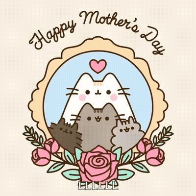 A Happy Mother 'S Day Greeting Card With Cats And Flowers GIF