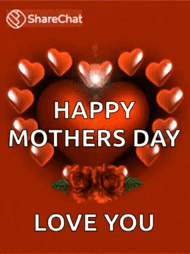 A Happy Mother 'S Day Greeting Card With Hearts Around A Heart GIF
