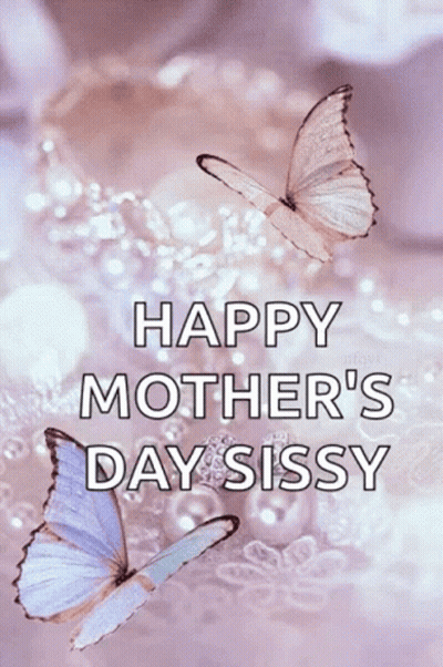 A Happy Mother 'S Day Sissy Greeting Card With Butterflies On A Purple Background GIF