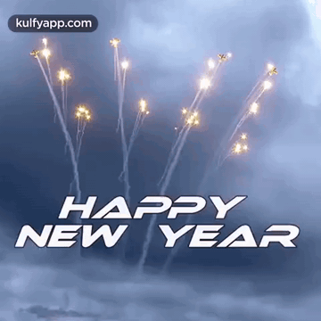 A Happy New Year Card With Fireworks In The Sky GIF