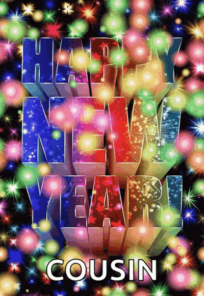 A Happy New Year Cousin Greeting Card With Fireworks GIF
