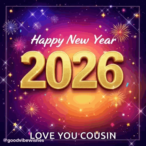 A Happy New Year Greeting Card For A Cousin With Fireworks GIF