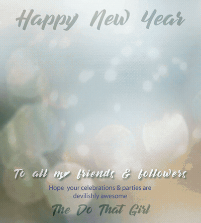 A Happy New Year Greeting Card With A Woman In A Crowd GIF