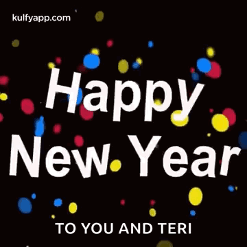 New Year Greeting Card With Confetti GIF