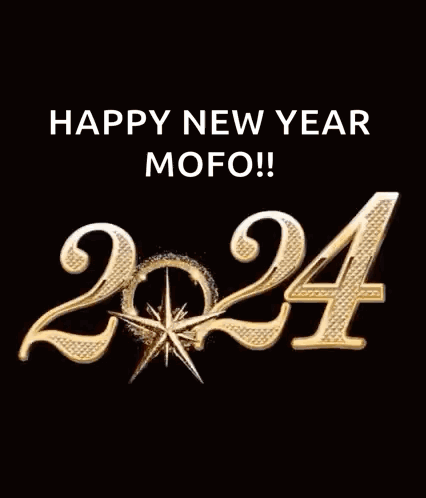 A Happy New Year Greeting Card With Fireworks And The Number 2024 GIF