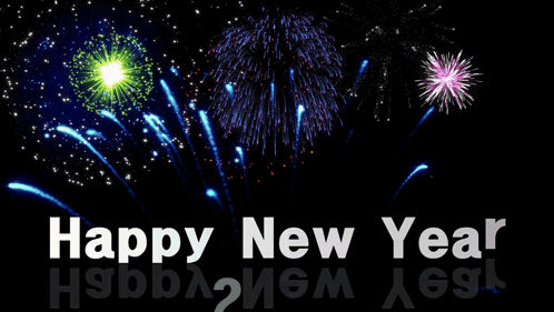 A Happy New Year Greeting Card With Fireworks And The Year 2025 GIF