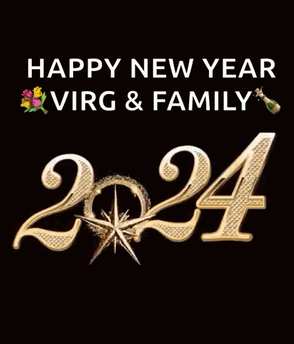 A Happy New Year Greeting Card With Fireworks Behind The Numbers 2024 GIF