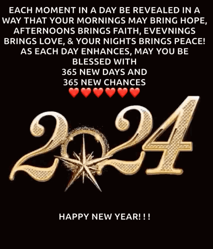 A Happy New Year Greeting Card With Fireworks In The Background GIF