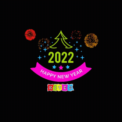 A Happy New Year Logo With Fireworks And The Year 2022 GIF