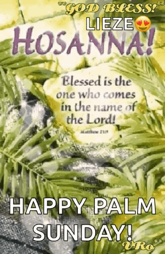 A Happy Palm Sunday Greeting Card With A Quote From The Bible . GIF