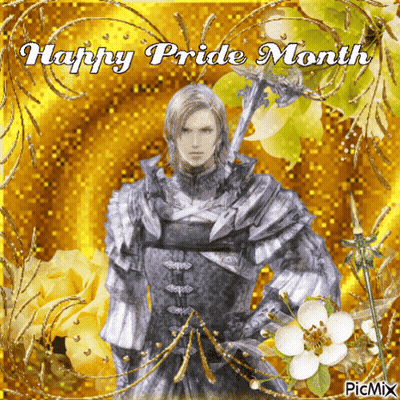 A Happy Pride Month Greeting Card With A Knight GIF