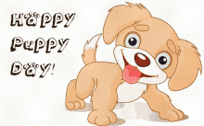 A Happy Puppy Day Greeting Card With A Brown Dog GIF