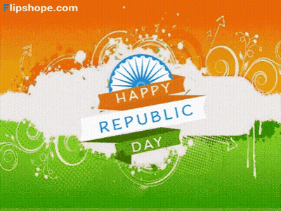 A Happy Republic Day Greeting Card With A Fan On It GIF