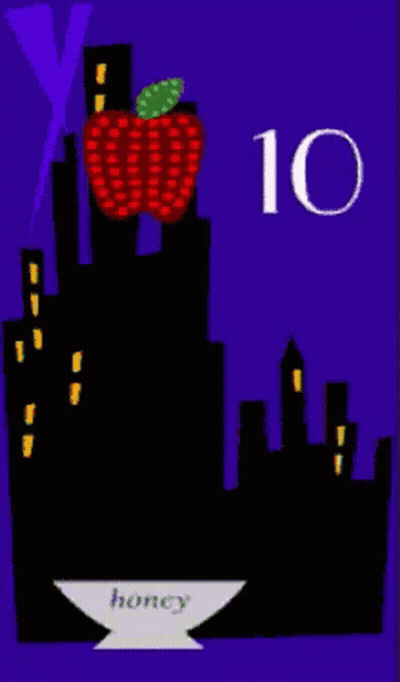 A Happy Rosh Hashanah Greeting Card With An Apple And Honey GIF