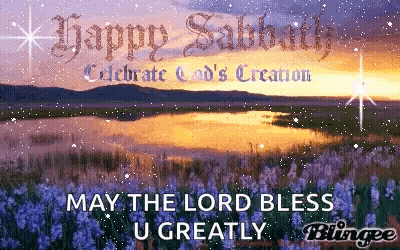 A Happy Sabbath Greeting Card With A Lake In The Background GIF