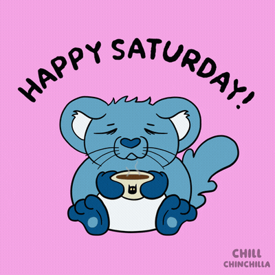 A Happy Saturday Greeting Card With A Cartoon Animal GIF