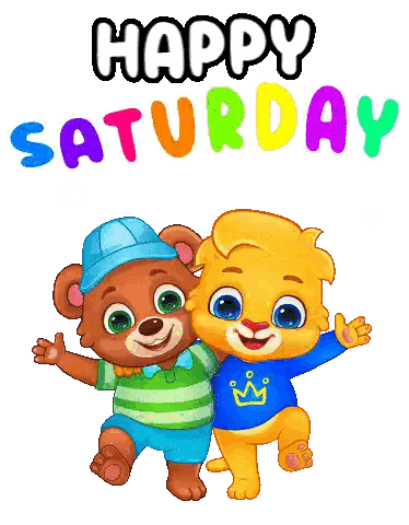 A Happy Saturday Greeting Card With Two Bears Sticker