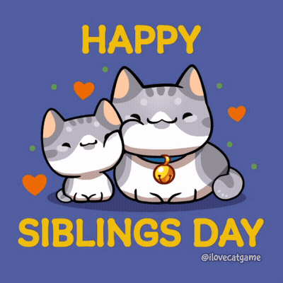 A Happy Siblings Day Card With Two Cats GIF