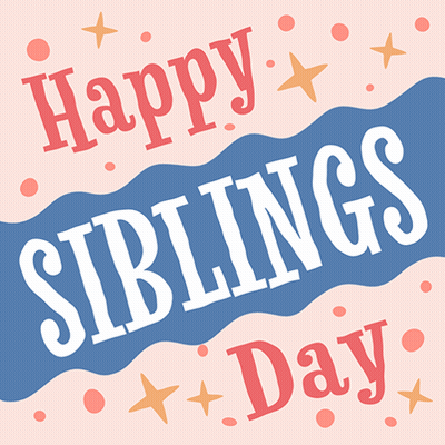 a happy siblings day greeting card with stars and polka dots