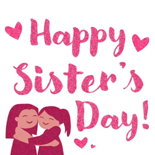 A Happy Sister 'S Day Card With Two Girls Hugging Each Other Sticker