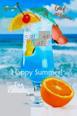 A Happy Summer Greeting With A Blue Drink GIF