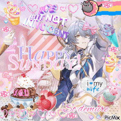 A Happy Sunday Greeting Card With A Boy And Ice Cream Cones GIF