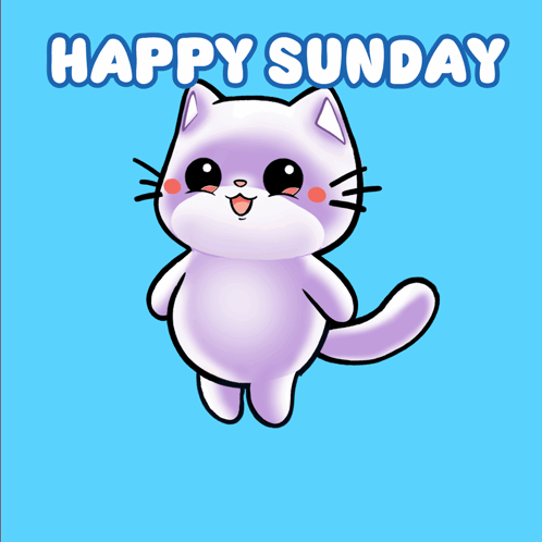 A Happy Sunday Greeting Card With A Cartoon Cat GIF