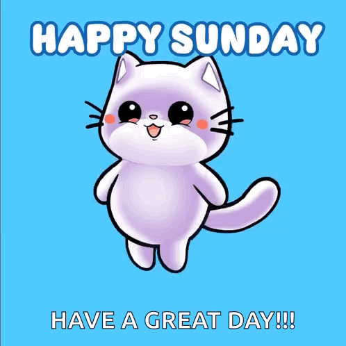 A Happy Sunday Message With A Cartoon Cat GIF