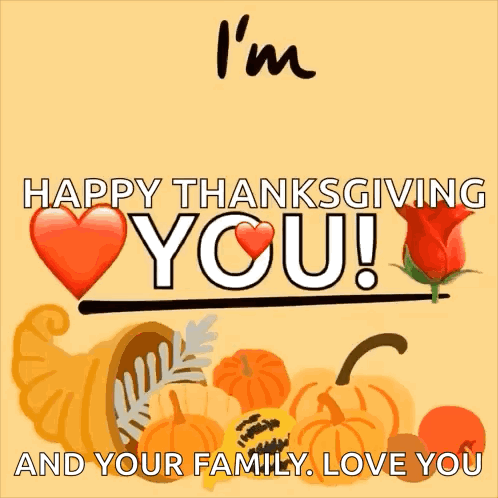 Happy Thanksgiving Card With Pumpkins And Cornucopia GIF